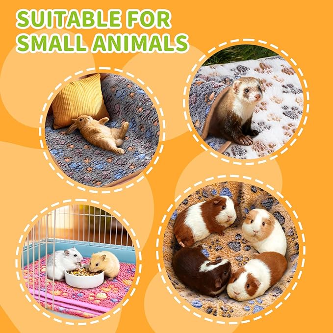 4Pack Soft Guinea Pig Bedding Blankets Washable Small Animal Fleece Cage Liners Reusable Pet Pee Pad Sleep Mat Pad Cover for Hamster Chinchilla Rabbit Hedgehog Dog Cat Essentials (30×42 Inch)
