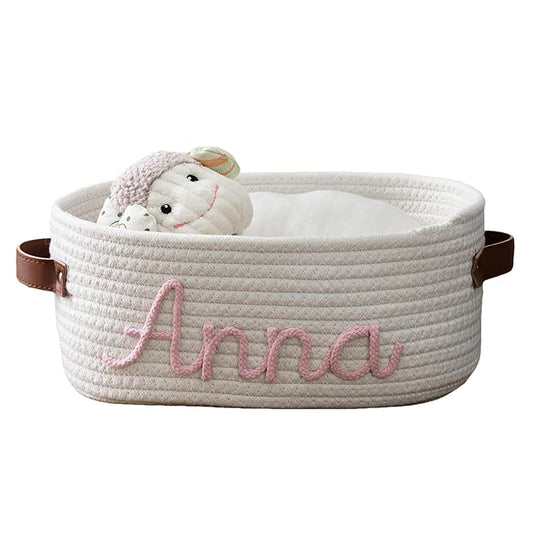 Custom Baby Shower Basket Gift, Personalized Baby Gift Basket, Personalized Newborn Gift Baby Name Gift Baby Toy Basket Baby Boy or Girl Name Basket (Style 2)