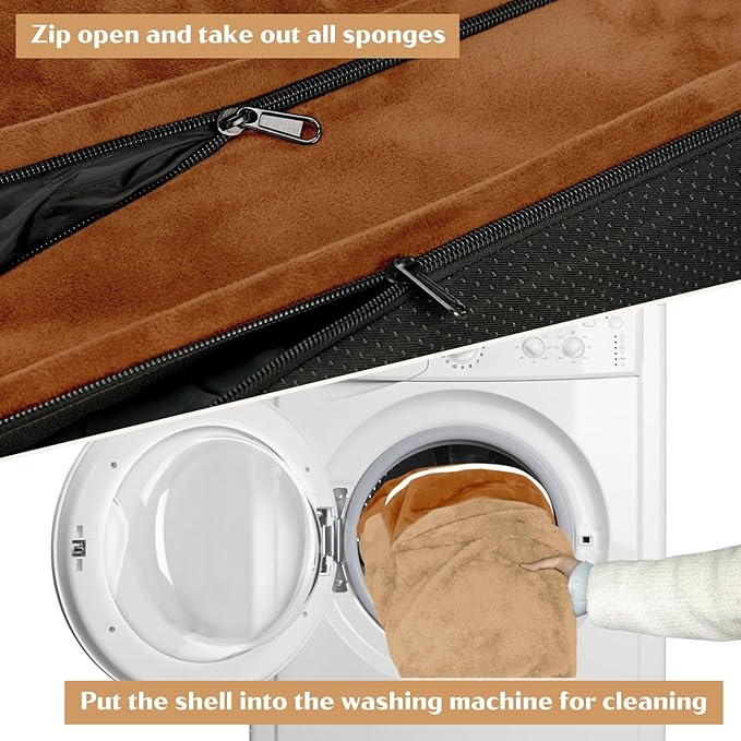 Comfort Expression Orthopedic Dog Bed for Extra Large Dogs 53x42 Inch, Waterproof Supportive Egg Crate Foam XXL Pet Bed with Removable Bolsters, Dog Couch with Washable Cover & Non-Slip Bottom, Orange