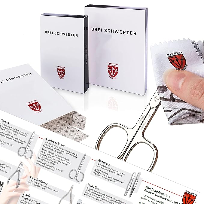 3 Swords Germany - brand quality 11 piece manicure pedicure grooming kit set for professional finger & toe nail care scissors clipper fashion leather case in gift box, Made by 3 Swords (00255)