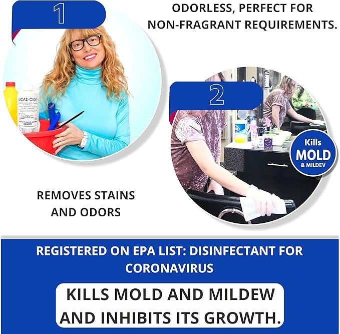LUCAS-CIDE Salon and Spa Disinfectant Multipurpose Surface Sanitizer, EPA Disinfectant Cleaning Supplies Solution 16 Fl Oz - Blue