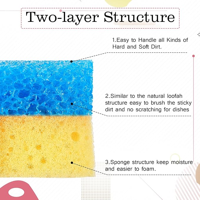 3 Pcs Dual Sided Scrub Sponge Multi Functional Cute Temperature Sensitive Non Scratch Dish Sponge for Washing Dishes Kitchen Bathroom(Rabbit)