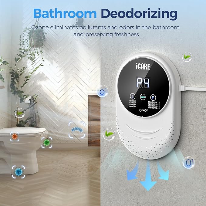 Ozone Odor Eliminator for Strong Odor 99% Cat Litter Deodorizer Pets Poof Odor Removal Air Ionizers Home Plug-in Air Purifier for Bedroom, Toilet, Kitchen, Shoe, Smoke, Formaldehyde Air Freshener