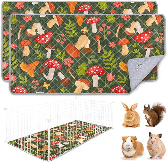 2 Pack Washable Guinea Pig Cage Liner, Reusable Guinea Pig Mat, Waterproof Super Absorbent Pee Pads for Small Animals