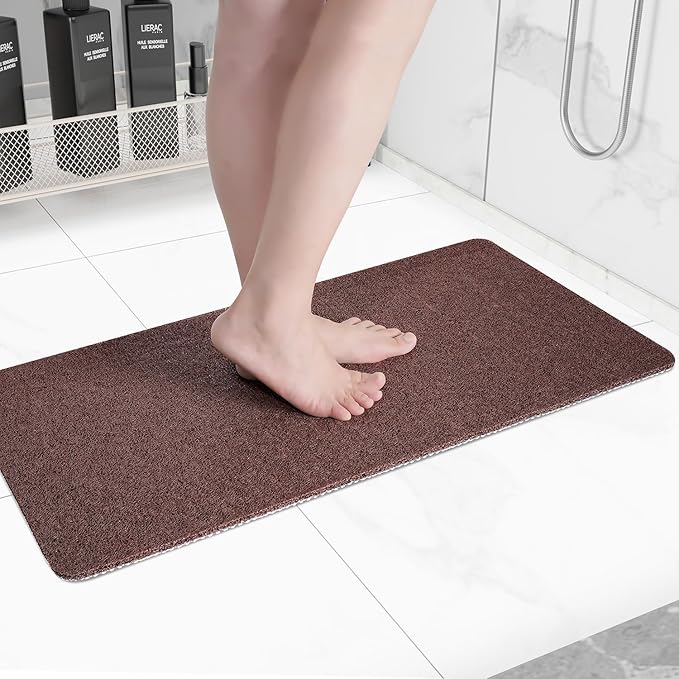Non-Slip Bathtub Mat, Anti Slip Shower Mat, Fast Drying Bathtub Mats, Foot Scrubber Mat, Anti Slip Mat for Tub, Floor, Bathroom, Kitchen, Home, Hotel (Brown 40"×16")