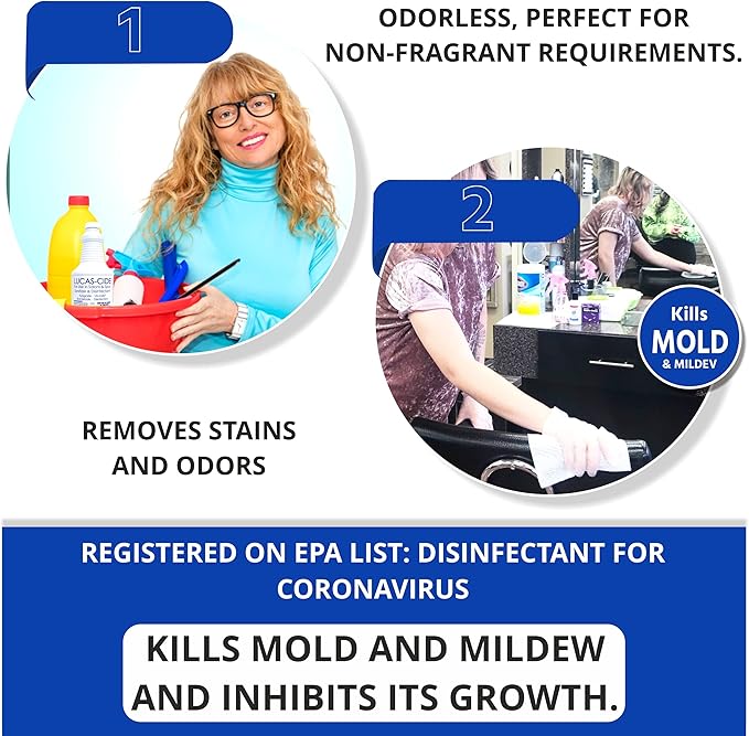 LUCAS-CIDE Salon and Spa Disinfectant, Hospital Grade, Blue, 32 Fl Oz