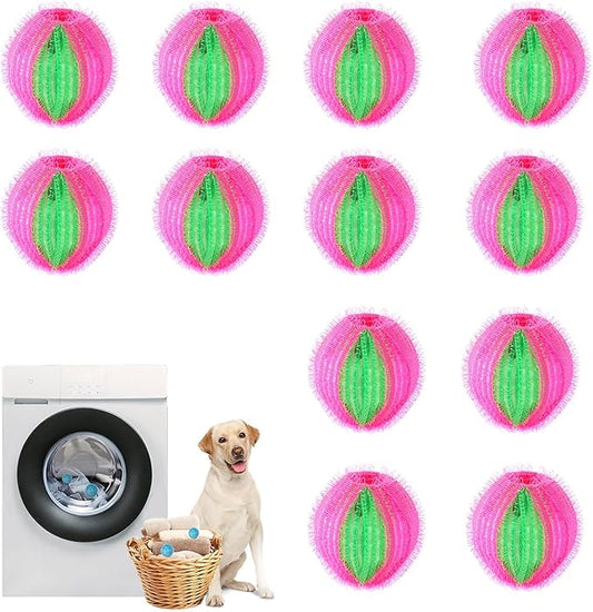 12PCS Pet Hair Remover for Laundry – Reusable Dog & Cat Hair Catcher Balls for Washer & Dryer, Lint & Fur Collector, Washing Machine Hair Remover (Red+Green)