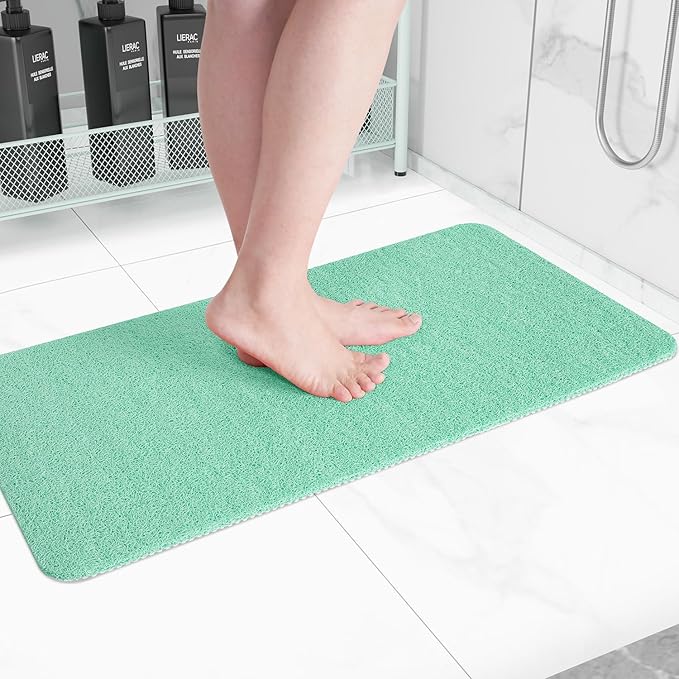 Non-Slip Bathtub Mat, Anti Slip Shower Mat, Fast Drying Bathtub Mats, Foot Scrubber Mat, Anti Slip Mat for Tub, Floor, Bathroom, Kitchen, Home, Hotel (Light Green 40"×28")