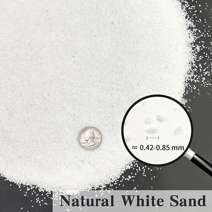 5 lbs Aquarium White Sand, 0.4-0.8 mm Aquarium Substrate for Fish Tank. Decorative Sand for Fish Tank, Paintings, Plants Potted, Fire Pits, Candle, Vase and Crafts