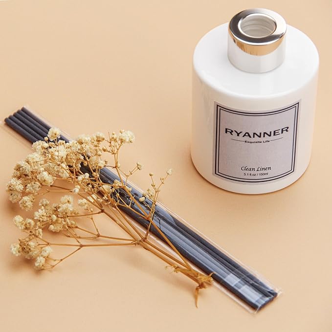 Reed Diffuser Set,5.1 fl oz Clean Linen Scent Diffuser with Sticks Home Fragrance Reed Diffuser with Essential Oil for Bathroom Shelf Decor&Air Freshener,Home Bathroom Office Decor & Gifts