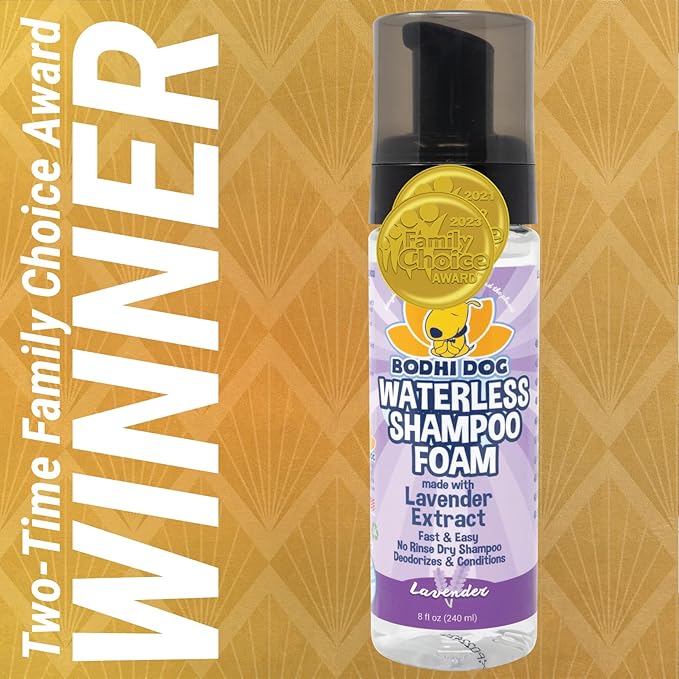 Bodhi Dog Waterless Shampoo - Natural Dry Shampoo for Dogs & Cats - Neutralizes Pet Odor - No Rinse Required - Made of Natural Extracts - Safe for Sensitive Skin - Made in USA - Lavender (8 Fl Oz)