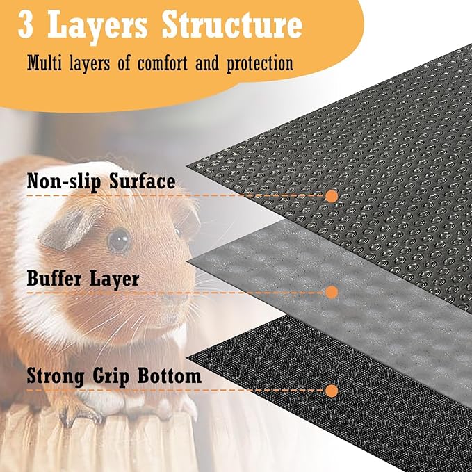 Hamiledyi 2 Packs Guinea Pig Cage Liner Reusable Guinea Pig Bedding Easily Cut to Suit Cage Washable & Anti Slip Guinea Pig Pee Pads for Small Animal Hamster Rat Rabbit Chinchillas-18 x 79", Black