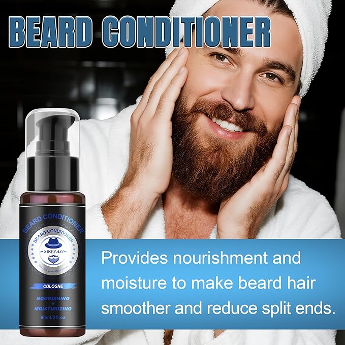 XIKEZAN Beard Care Shaving & Grooming Sets w/Beard Oil, Cologne Wash Shampoo, Conditioner, Balm, Wash, Scissors,Brush and Comb Set, Stocking Stuffers for Men Him Valentines Fathers Gifts for Dad