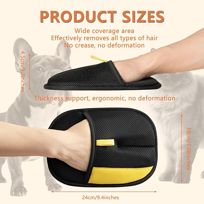 Hasina Pet Hair Removal Glove for Dogs & Cats, Upgrade Reusable Electrostatic Pet Grooming Glove, Pet Remover Mitt for Couch, Car Seats, Carpet, Clothing