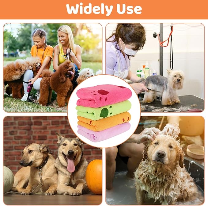 QTLCOHD 8 Pcs 55 x 28 Inches Dog Towels for Drying Large Dogs Absorbent Microfiber Dog Bath Towel Bulk Pet Grooming Towels for Small Medium Large Dogs Cat Puppy Shower Cleaning Accessories (4 Colors)