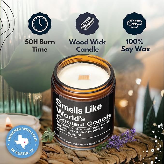World's Coolest Coach Candle, Best Coach Gifts, Thoughtful Coaches Gifts, Thank You Coaches Presents for Men and Women, Ideal Best Coach Present, Appreciation Gift for Birthday, Christmas, Gift Ready