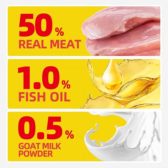 Just Try 16 OZ Chicken Cat Treats with Taurine for Indoor Cats, High Protein Low-Calorie Cat Snacks, Healthy Crunchy Treats, Grain-Free Health Biscuit and Training Treats