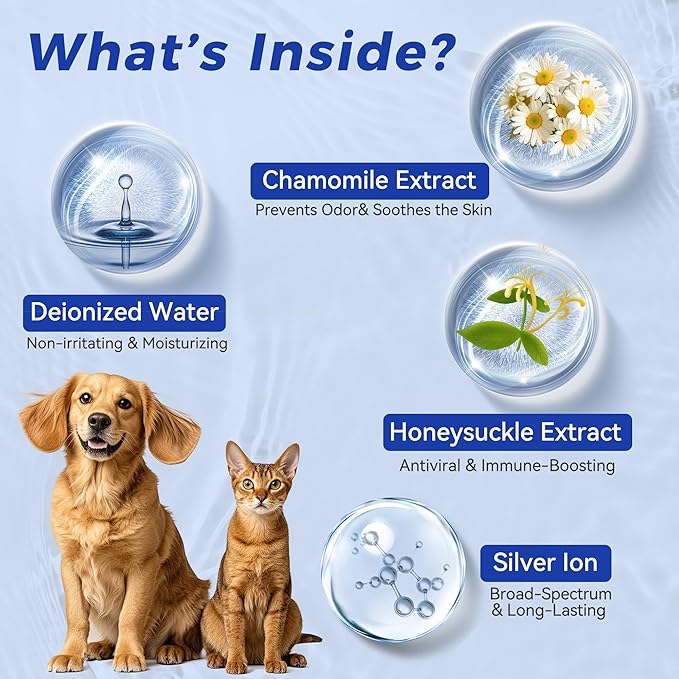 Wellix Pet Ear Cleaner Wipes for Dogs&Cats (100count) - Pure Chamomile Honeysuckle Dog Cleaning Finger Wipes - Natural Treatment for Itch Relief and Ear Infections - 2 Packs