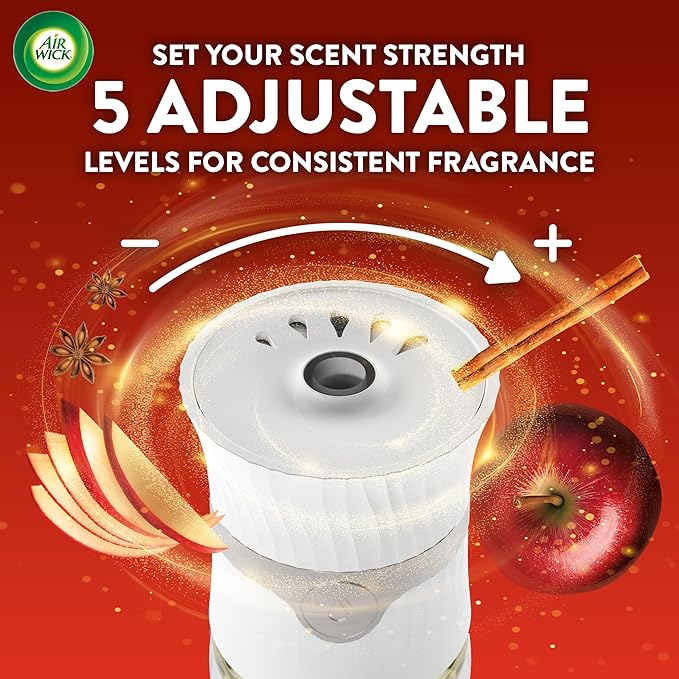 Air Wick Plug In Scented Oil Refill, Infused with Essential Oils, Plug In Air Fresheners for Home, Fall Scent, Fall Décor, Apple Cinnamon Medley, 4 ct
