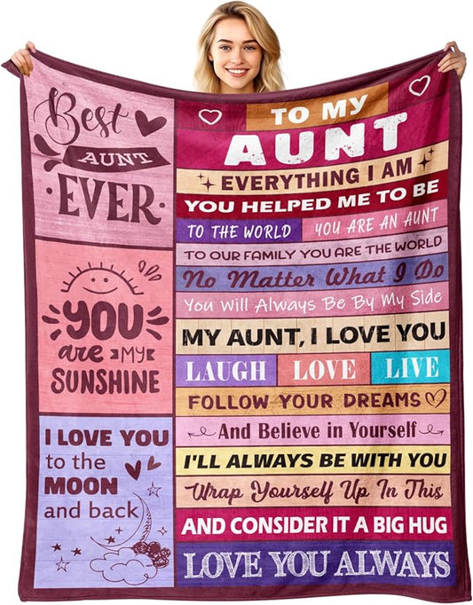 Aunt Gifts - Gifts for Aunt from Niece Nephew - Best Aunts Ever Gift - Great Aunts Gifts - Auntie Gift for Women - Christmas Valentines Day & Mothers Day Birthday - to My Aunt's Blanket 50"x60"