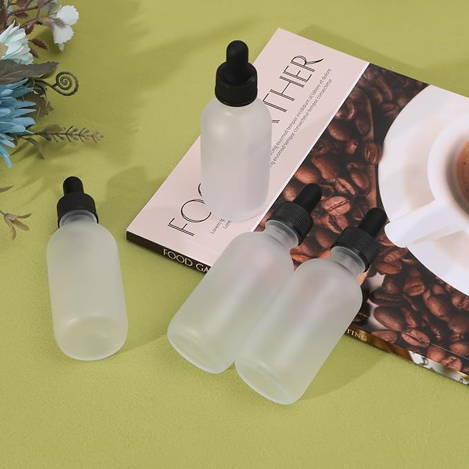 48 Pack, 2oz Glass Dropper Bottle, Preety Texture Tincture Bottles with Precise Scales Eye Droppe, for All Kinds Of Mixed Liquids,Leak-Proof Design for Easy Travel (Clear Frosted)