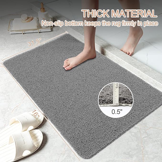 Joyhalo Bathtub Mat Non Slip, Bath Mat for Tub, Shower Mats for Inside Shower, 17x24 Inch, PVC Loofah Bathroom Mats for Wet Areas, Quick Drying, Grey