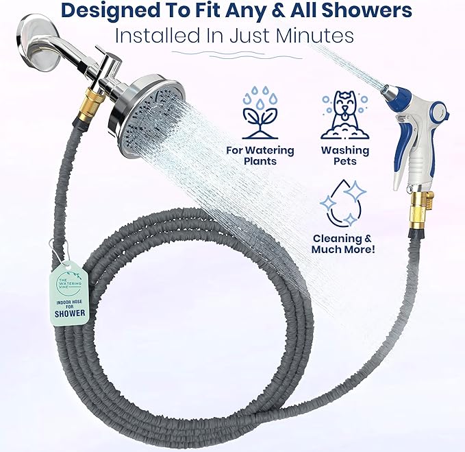 Indoor Hose Attachment with Handheld Sprayer for Dog Washing, Plant Watering, and Cleaning (50 FT) Long Hose with Universal Shower Head Adapter and Dog Shower Attachment