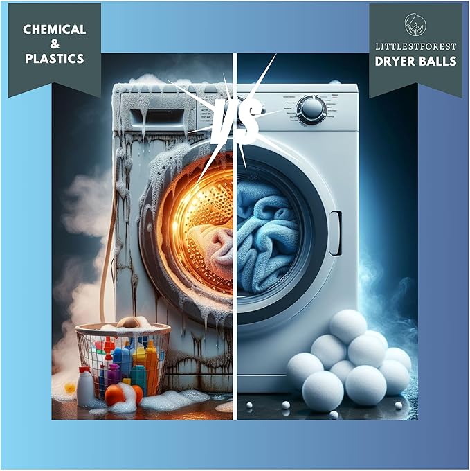 Wool Dryer Balls, Laundry Reusable Anti Static Natural Fabric Softener. Organic XL Hypoallargenic Made with 100% New Zeland Wool. Pet Lint Hair Catcher Helper