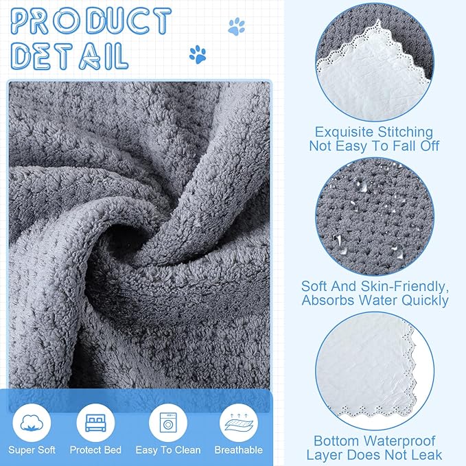 Vitalcozy 10 Pcs Guinea Pig Cage Liners Washable Rat Bedding for Guinea Pigs Controlling Absorbent Waterproof Pee Pads Blanket for Rabbits Hamster Small Animals Chinchilla(14 x 28 Inch,Gray)