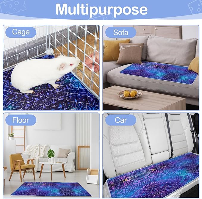 2 Pack Guinea Pig Bedding, Washable Guinea Pig Cage Liner Reusable Guinea Pig Mat Waterproof Guinea Pig Bedding for Cage, Super Absorbant Guinea Pig Pee Pads for Small Animals Hamster Rabbit Squirrel