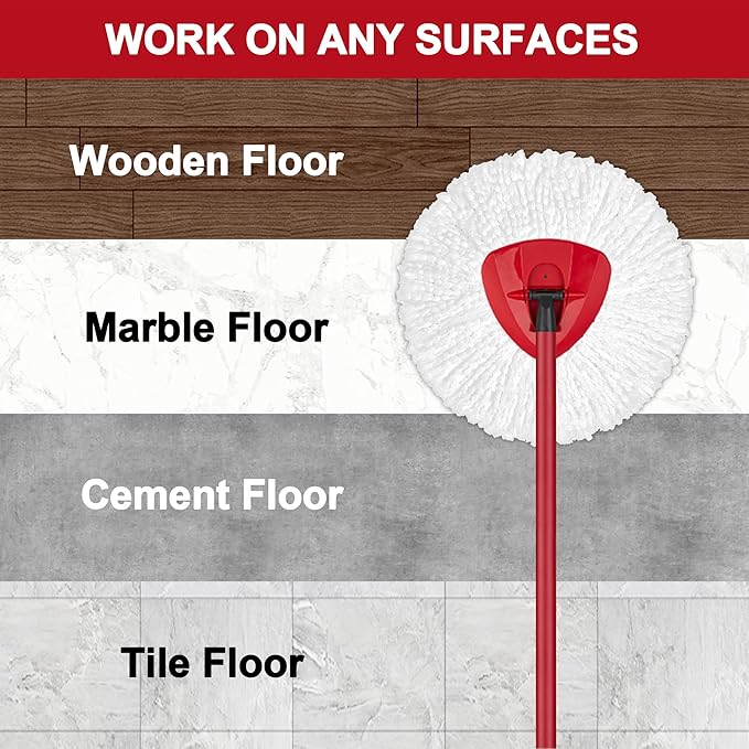 Best Value 6 Pack High Quality Replacement Micro Mop Head Refill For Standard Universal Spin Mop, Anti-abrasive Microfibers No Scratch-Round Shape Standard Size-6 Pack