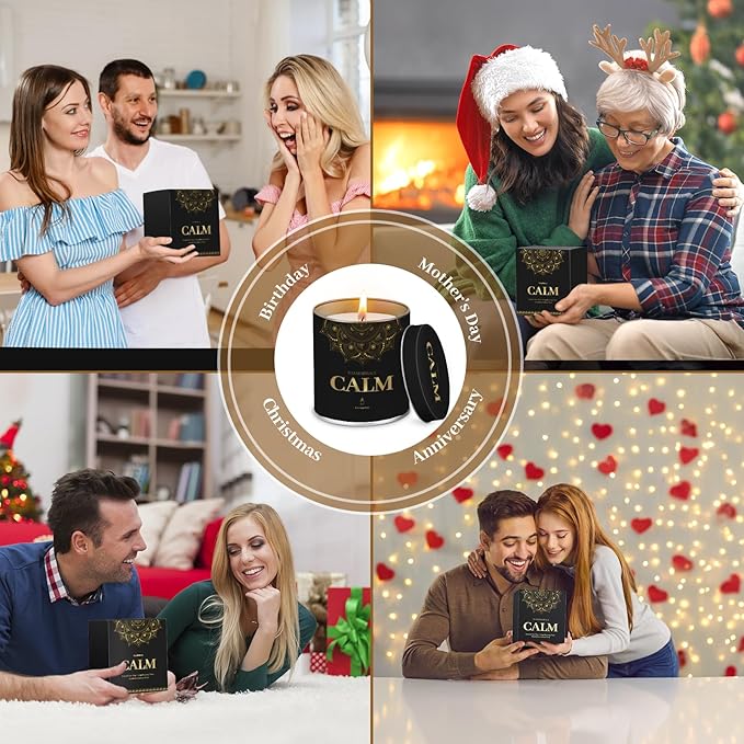 WarmEmbrace Lavender Scented Candles, 9 Oz Jar Candles for Home, Office, Meditation, Yoga, Candles for Women & Men, Birthday, Christmas, Valentine's Day Present, Elegant Decorative Accent