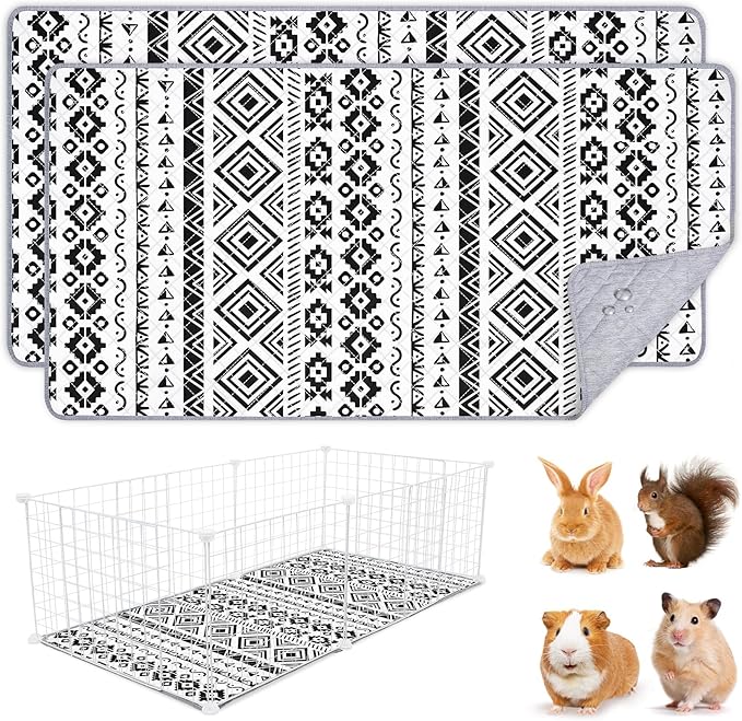 2 Pack Guinea Pig Bedding, Washable Guinea Pig Cage Liner Reusable Guinea Pigs Mat Waterproof Guinea Piggy Bedding for Cage, Super Absorbant Pee Pads for Small Animals Hamster Rabbit Squirrel