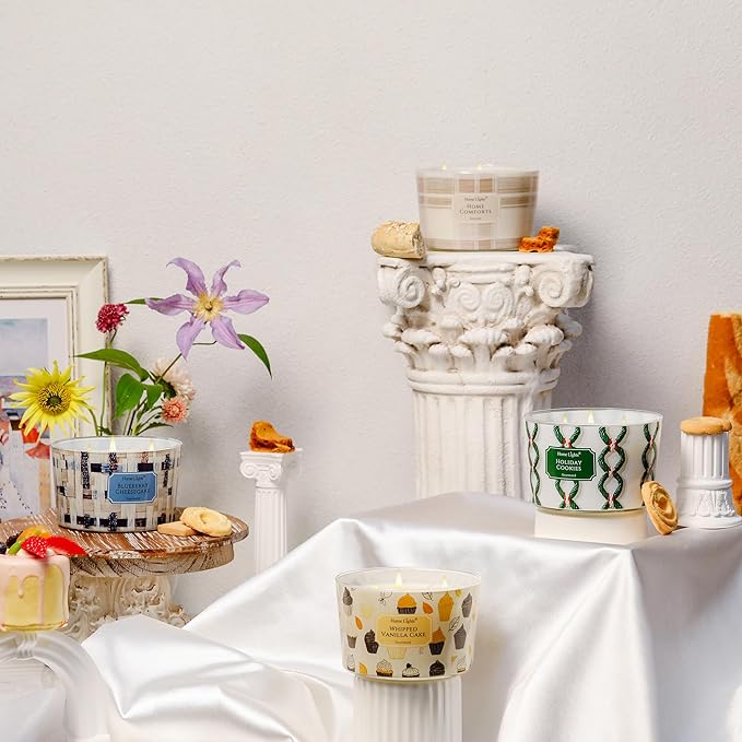 HomeLights Scented Candles for Women & Men, 18oz Candle Jars Aromatherapy 4-Wick Candle, Ideal for Rustic Modern Home Decor and Gifts, Blueberry Cheesecake