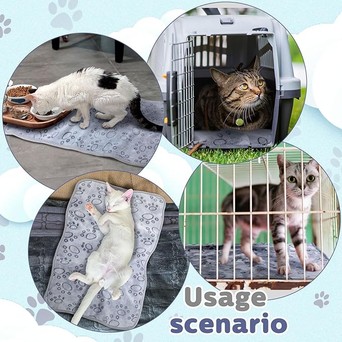 Reginary 4 Pcs Waterproof Guinea Pig Blankets Washable Small Animal Fleece Bedding Absorbent Guinea Pig Cage Liners Reusable Pet Pee Pad Sleep Mat for Hamster Ferret(Adorable Paw,24 x 16 Inch)