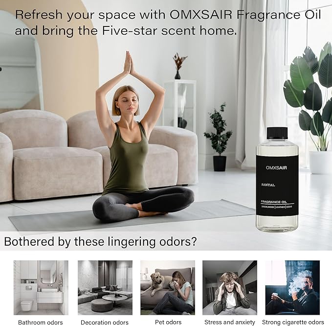 Hotel Scnet Diffuser Oil 500ml Inspired by Santal - Hotel & Car，Home Luxury Scents - Comforting Sandalwood,Papyrus,Cardamom,Santal Essential Oils Blend for Aromatherapy Diffuser