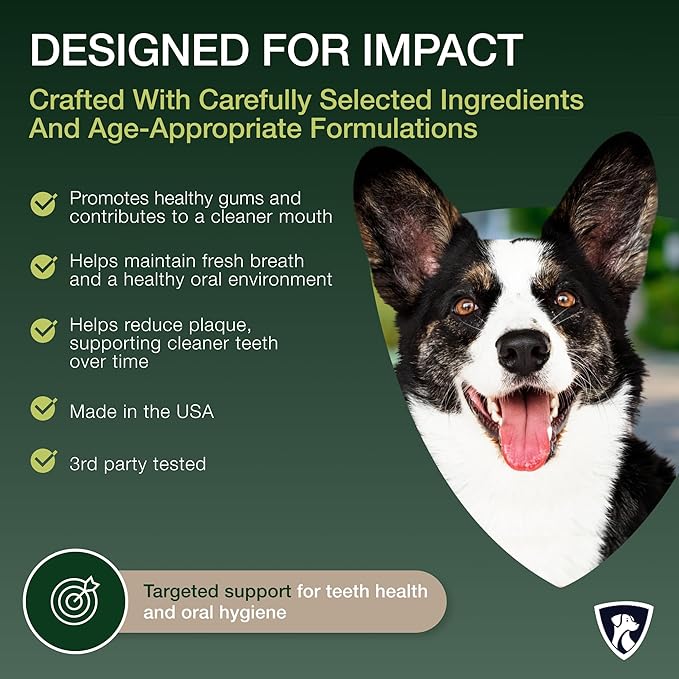 Select Senior Dog Dental Powder 30 Servings | Beef Flavored Dog Breath Freshener for Oral & Gum Health | Pet Dental Powder Helps Manage Plaque & Tartar Buildup and Chewing Issues | 4.6 Oz