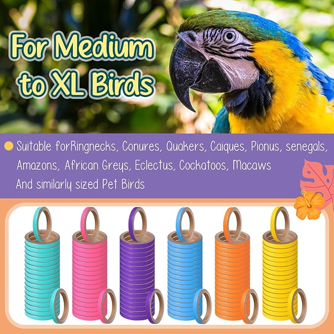 120 Pcs Bagels Bird Toys Bulk for Parrots Durable Cardboard Core Bird Toy Chewing Shredding Foraging Play Foot 2.5'' for Small and Medium Parrot Mini Macaws African Grey Cockatoos