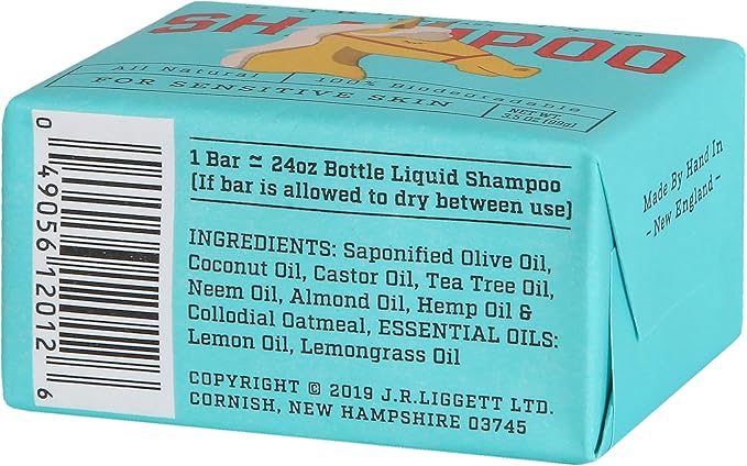 JR Liggett’s Natural Horse Shampoo Bar - Non-GMO, 100% Detergent-Free Formula Gently Deep Cleans and Supports Healthy Skin and Coat - Ideal for Dry, Itchy, or Sensitive Horses - 3.5 oz Bar
