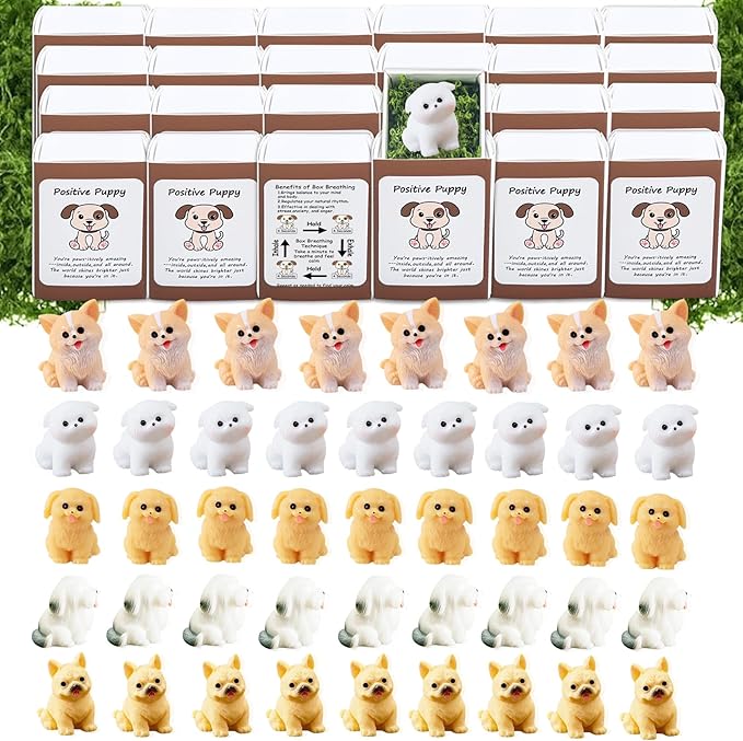 10 Set Positive Dog Gifts Bulk Employee Appreciation Gifts Box Breathing Gift Bulk for Coworker Team Back to Desk Pets Thank You Teacher Dog Ornaments with Cheer up Card Box