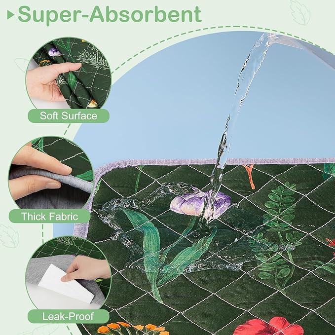 Bienbee Guinea Pig Bedding, 2 Pack 24" x 18" Reusable Guinea Pig Cage Liner Waterproof and Absorbent Small Animal Bedding Washable Guinea Pig Pee Pads for Small Pet Hamster Rabbit Squirrel, Green