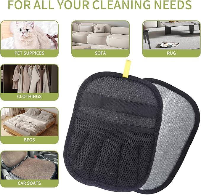 2 Pcs Pet Hair Removal Glove, Magic Brush Electrostatic Pet Hair Remover Glove, Reusable Dog Cat Hair Fur Remover Mitt, Pet Grooming Cleaning Gloves, Pet Hair Cleaner Removal Tool for Couch, Carpet