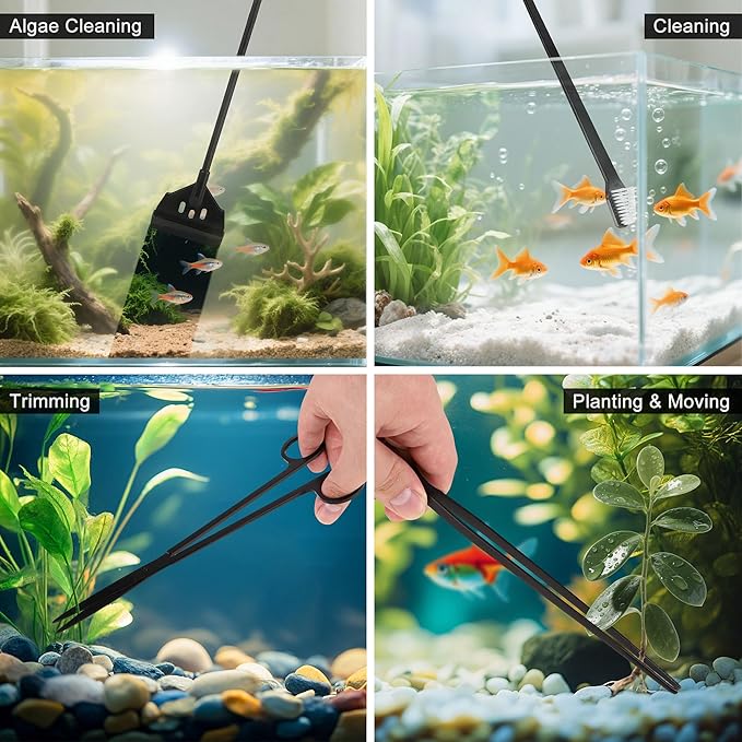 7 Pieces Fish Tank Vacuum Gravel Cleaner Kit with Aquarium Cleaning Kit, Gravel Vacuum for Aquarium Water Change and Remove Dirt Sand