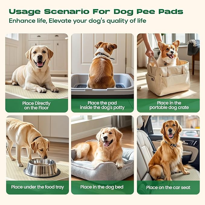 50-Count 30"x36" XXL Puppy Pads Disposable Pee Pads for Dogs Extra Large Super Absorbent Bamboo Training Pads Deodorizing & Leak-Proof with Adhesive Tabs
