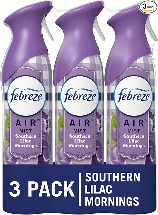 Febreze Air Mist Air Freshener Spray, Odor-Fighting Room Spray, Air Fresheners for Home and Bathroom and Kitchen, Aerosol Can, Southen Lilac Mornings Scent, 8.8oz, 3 Count