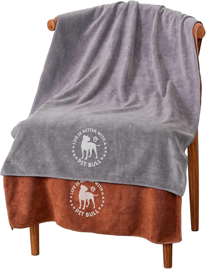 InnoBeta Pitbull Gifts Dog Towels for Drying Dogs, Pack of 2, 40 Inch X 23.6 Inch, Perfect Dog Shower & Bath Supplies for Large, Medium or Small Dogs