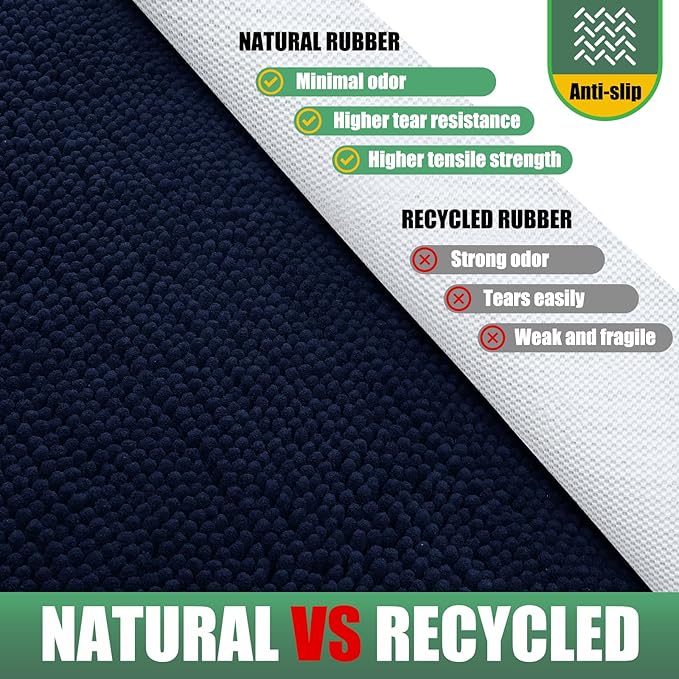 IM HOME Chenille Absorbent Outdoor Doormat 60" x 36", Washable Muddy Door Mats for Dog Non Slip Indoor Doormat Dog Mat for Muddy Paw Front Inside Doormats for Entryway Navy Blue