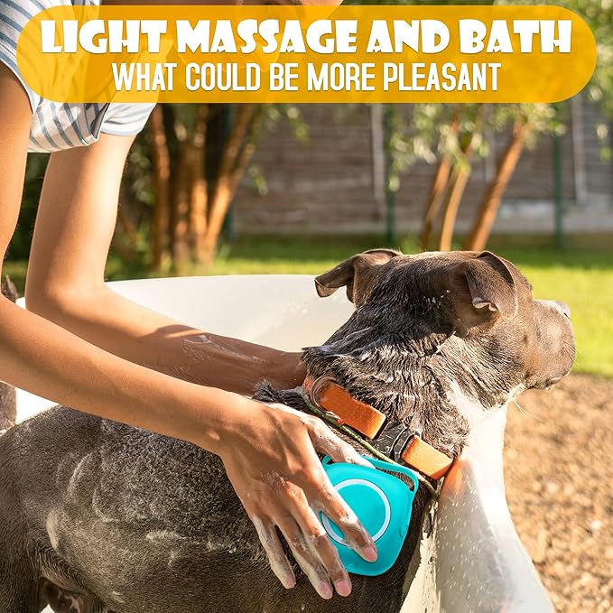 Dog Bath Brush with Soap Dispenser - Silicone Dog Scrubber for Bath Dogs Shampoo Brush Scrubber Dogs Soap Dispenser Exfoliating Shampoo Massage Brush