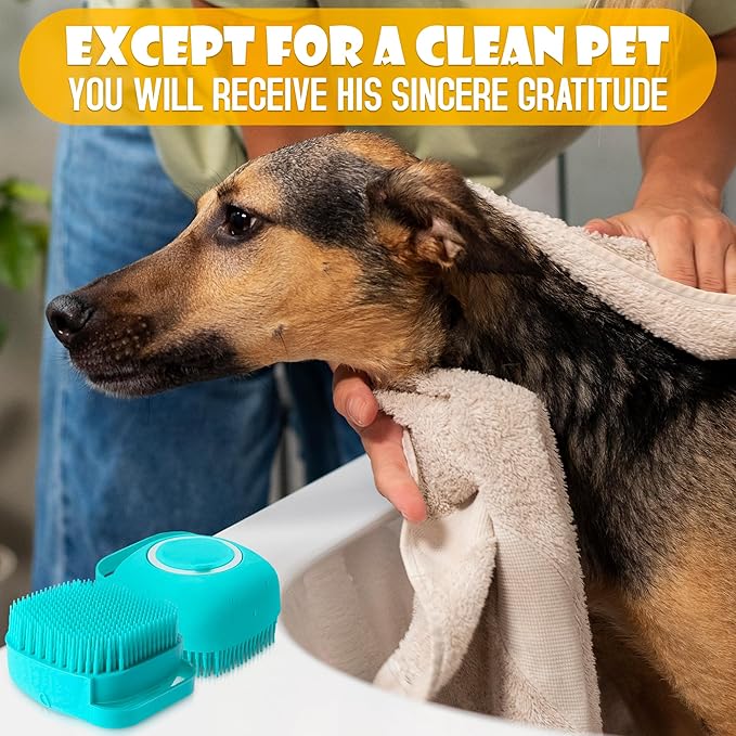 Dog Bath Brush with Soap Dispenser - Silicone Dog Scrubber for Bath Dogs Shampoo Brush Scrubber Dogs Soap Dispenser Exfoliating Shampoo Massage Brush