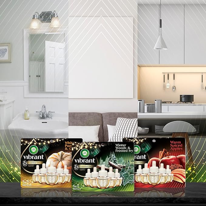 Air Wick Plug In Scented Oil Refills, Sweetgrass + Sandalwood, Air Fresheners for Home Long Lasting, Room Fresheners,Air Freshener Plug In, Essential Oils, Home Essentials for Small&Large Spaces,5 ct